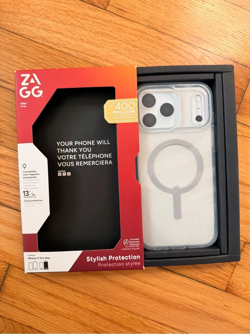 ZAGG MILAN SNAP GLITTER SWIRL Magnetic-Compatible iPhone 17 Pro Max Case